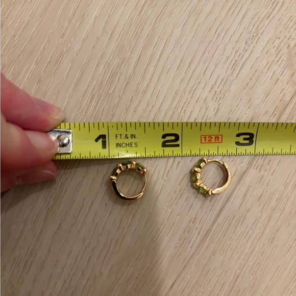 NWOT new Gold Huggies, 14K Gold Earrings w/ Peridot. Can be worn 2 ways. - Picture 12 of 13